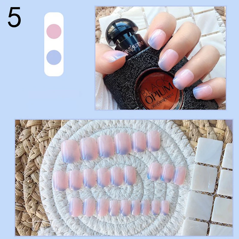 

New Waterproof Boxed With 2g Glue Fashion DIY 24 Sheets Nail Art Stickers Fake Nails Finished Nail Patch