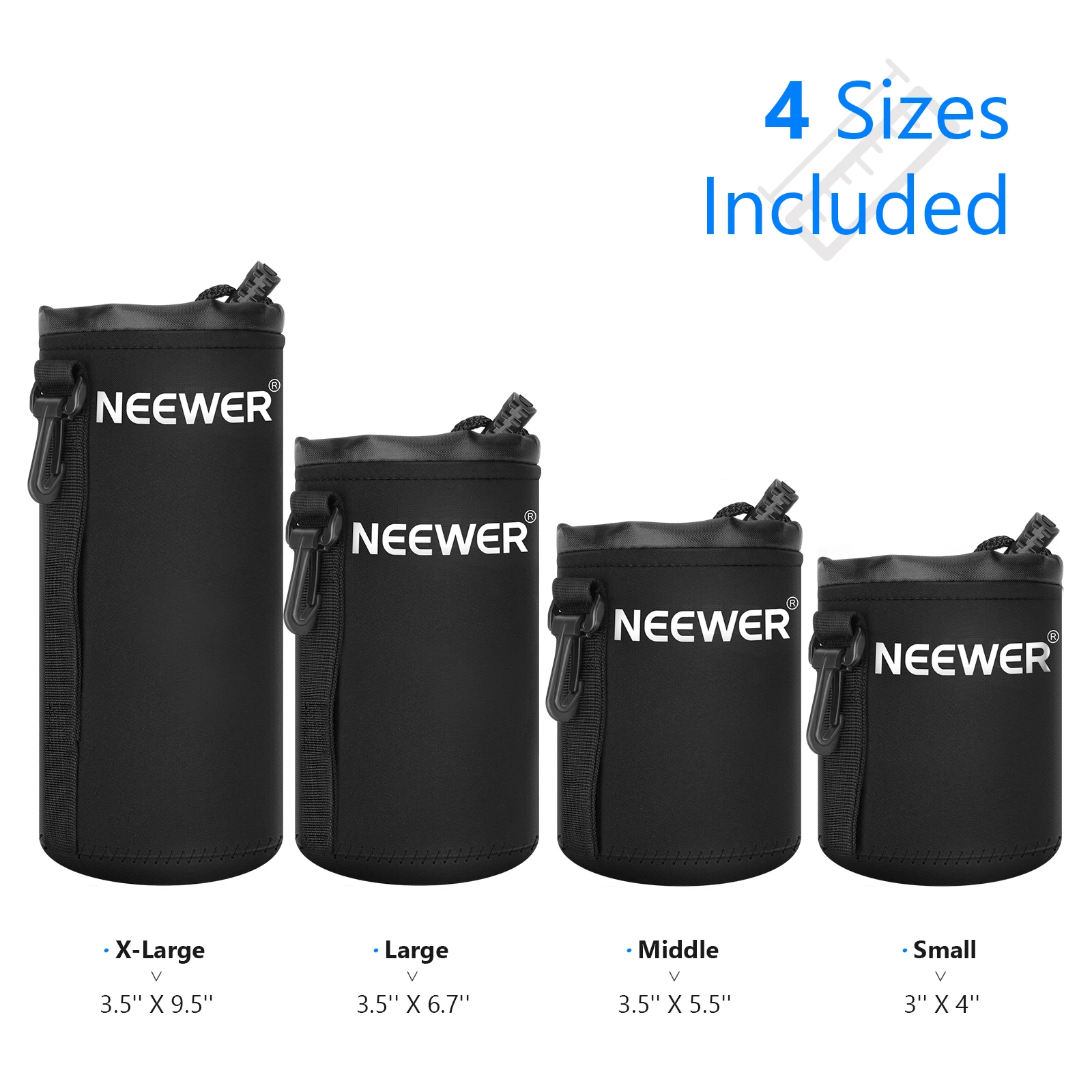 Чехол для объектива Neewer 4-Pack сумка с толстым защитным Неопреном DSLR Canon Nikon Olympus