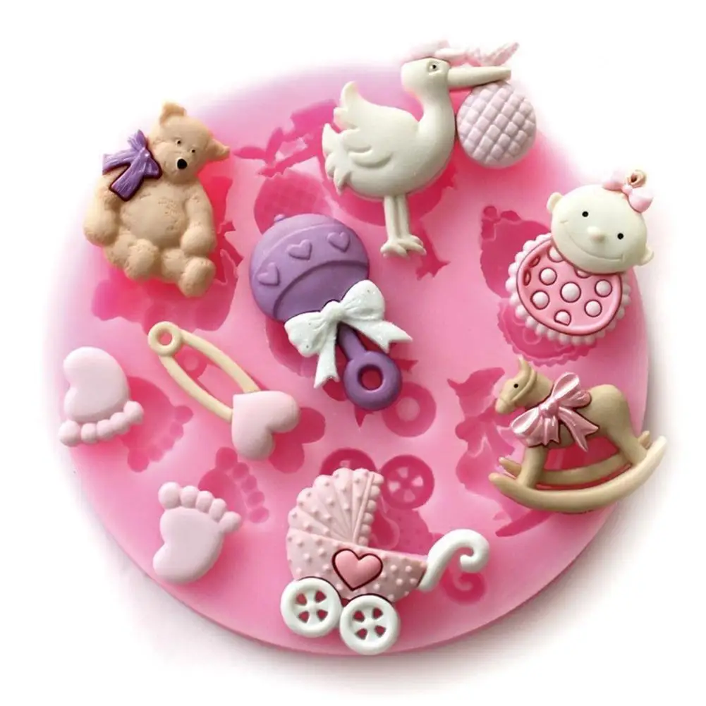 

1Pc Cartoon Cute Cake Mould Baby Shower Party 3D Silicone Mold Tools For DIY Cookie Cake Fondant Chocolate Decorating I8Z9