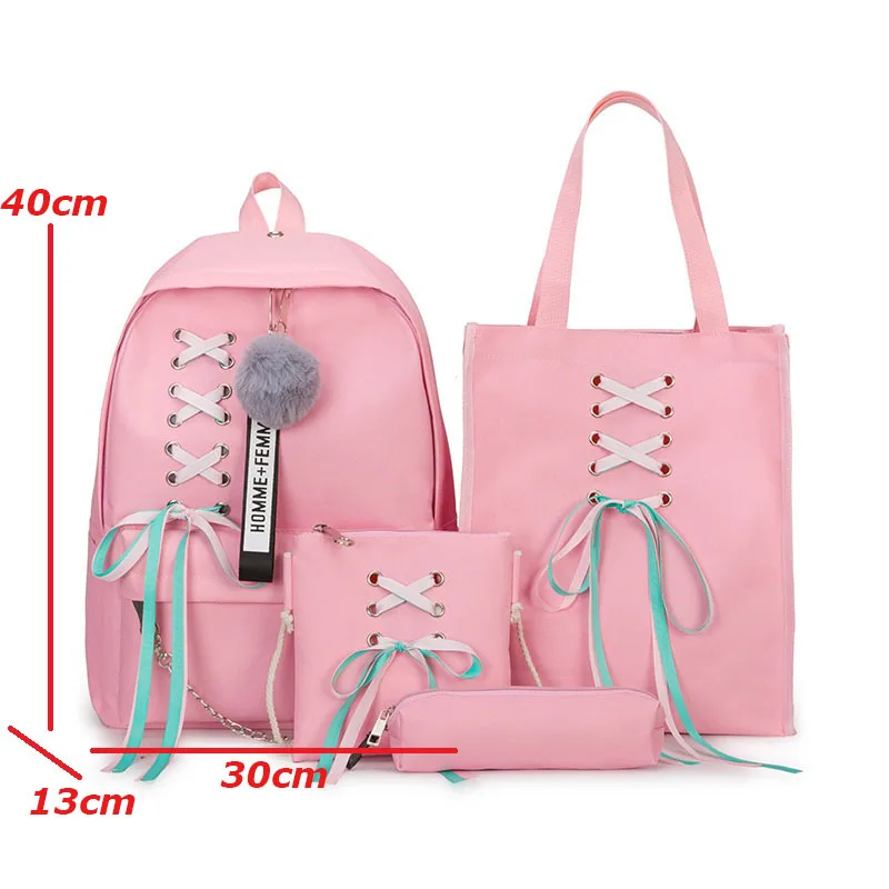 4 шт./компл. холщовые школьные сумки женские лента для рюкзака цепь рюкзак детей