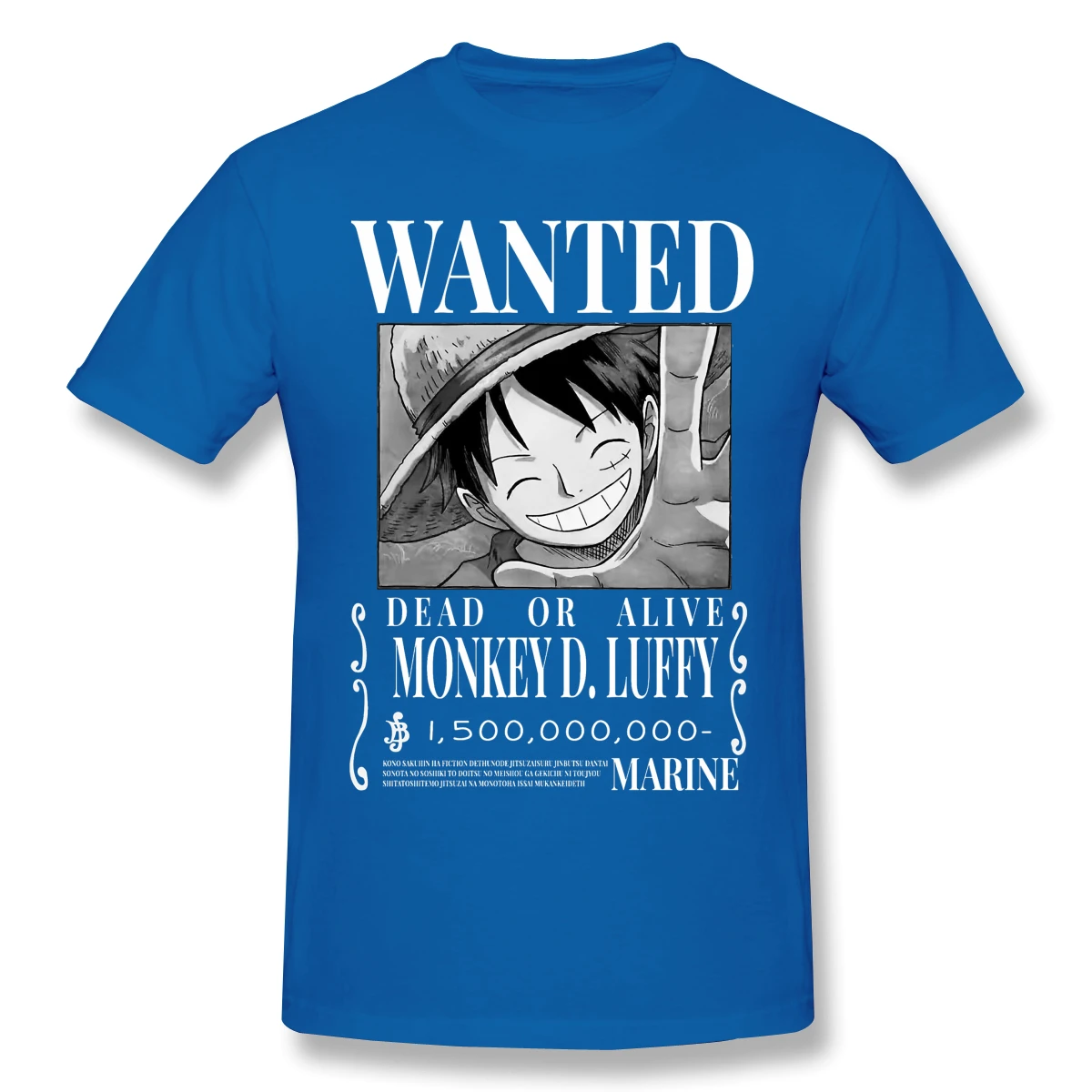 

One Piece Luffy 1.5B Berry WantedAnime Clothes Design Attack On Titan 100% Cotton Men T-Shirt