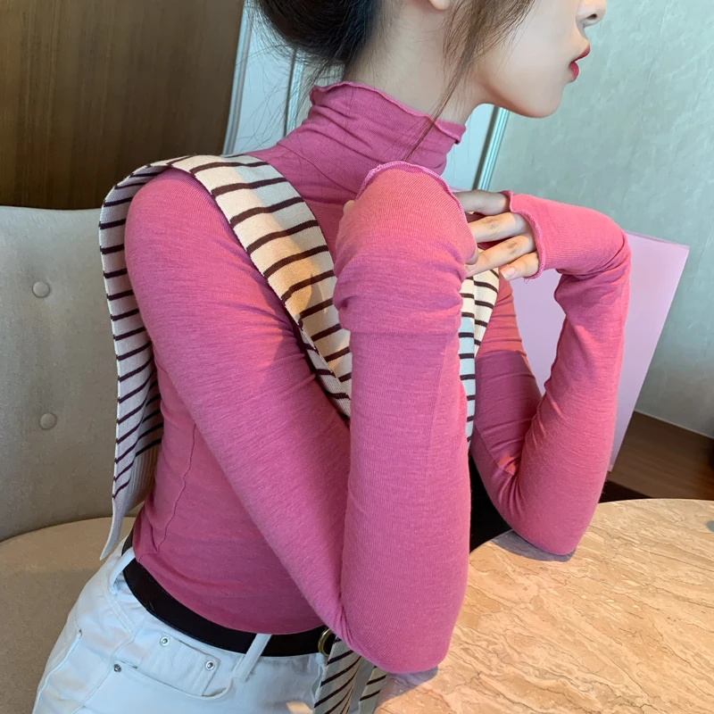 Базовая рубашка с высоким воротником Женская одежда в западном стиле Новинка