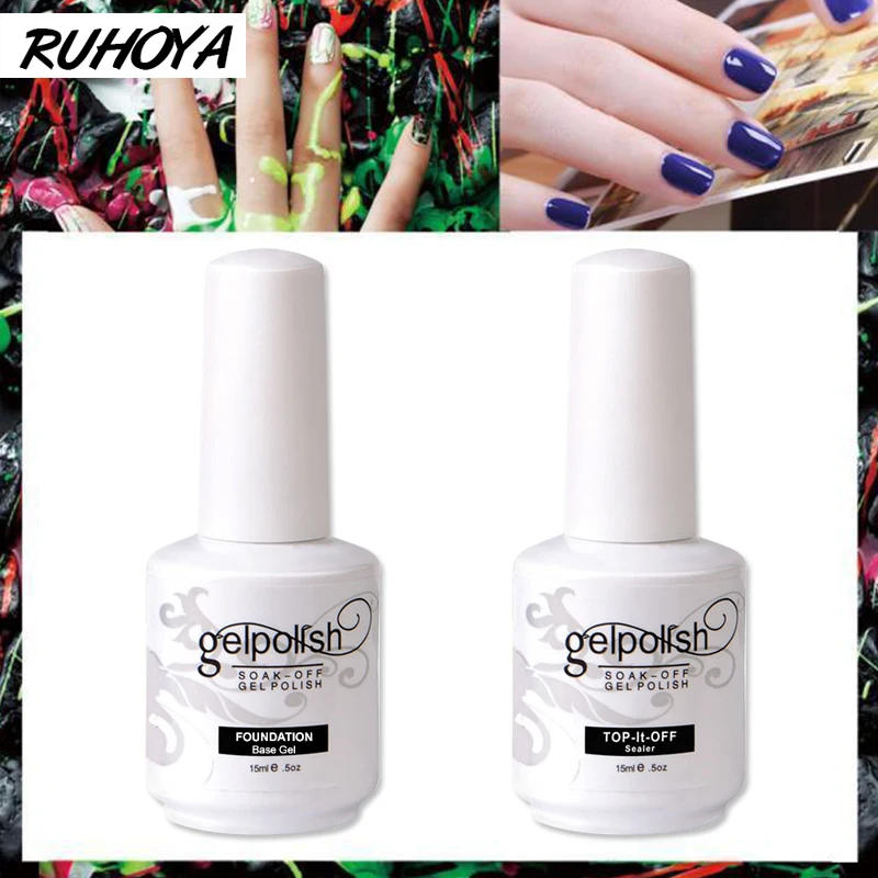 Ruhoya грунтовка для ногтей верхний слой и Базовое покрытие полуперманентный