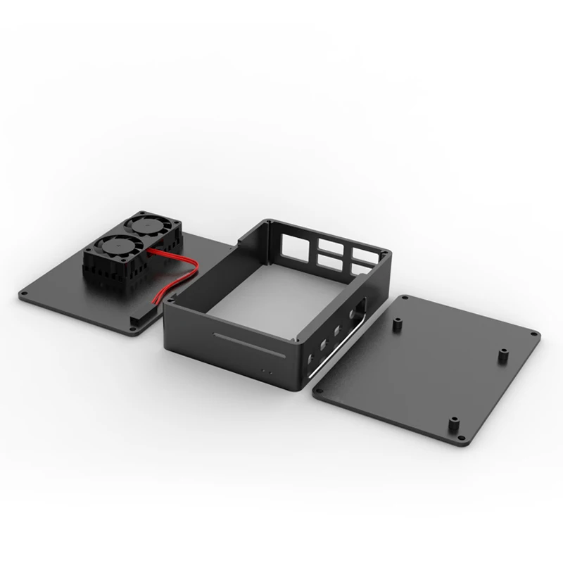 Корпус для Raspberry Pi 4 Model B с двумя вентиляторами чехол из алюминиевого сплава ЧПУ