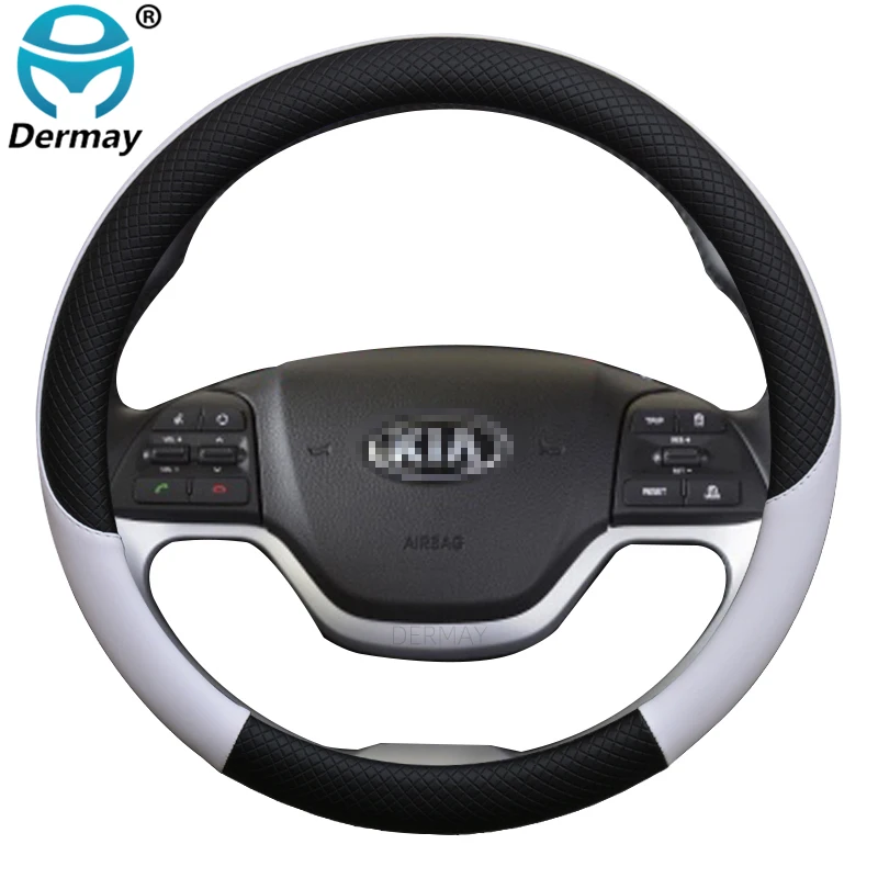

for Kia Picanto Morning Car Steering Wheel Cover Leather 100% DERMAY Brand Funda Volante High Quality Auto Accessories Interior