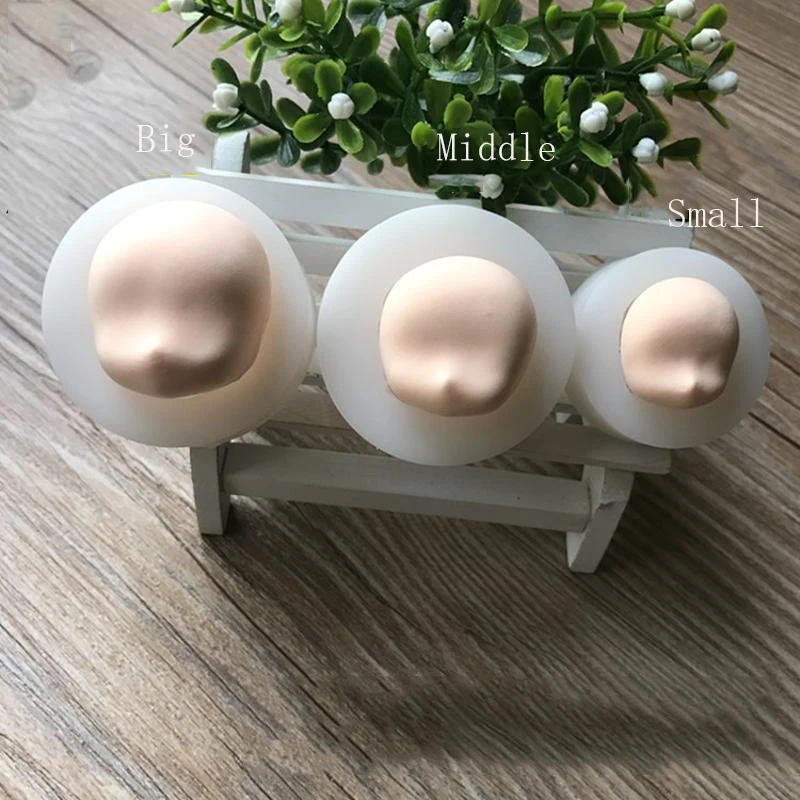 

3 PCS /Set Soft Clay Silicone Mold Tools Steamed Bread Shape 3D Baby Face Universal Fondant Cake Mould Big Middle Small Size