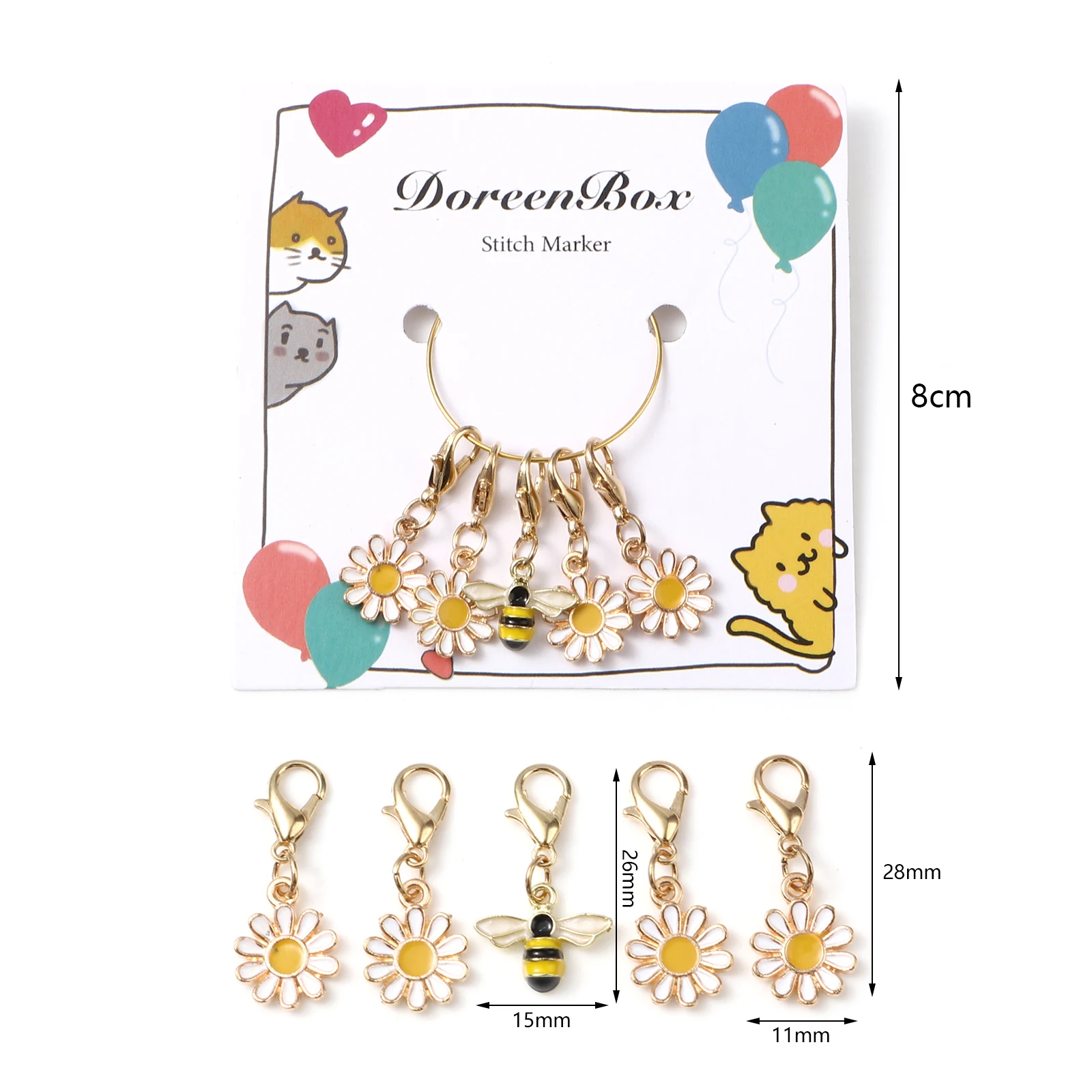1Set Daisy Flower Enamel Knitting Stitch Markers Zinc Alloy Pendant Multicolor For Tools DIY Findings | Дом и сад