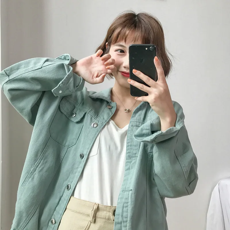 

Punk Style White black Loose Basic Denim Jackets Women Over Size Turn Down Collar Autumn Jeans Jacket Coat Boyfriend Jacket Coat
