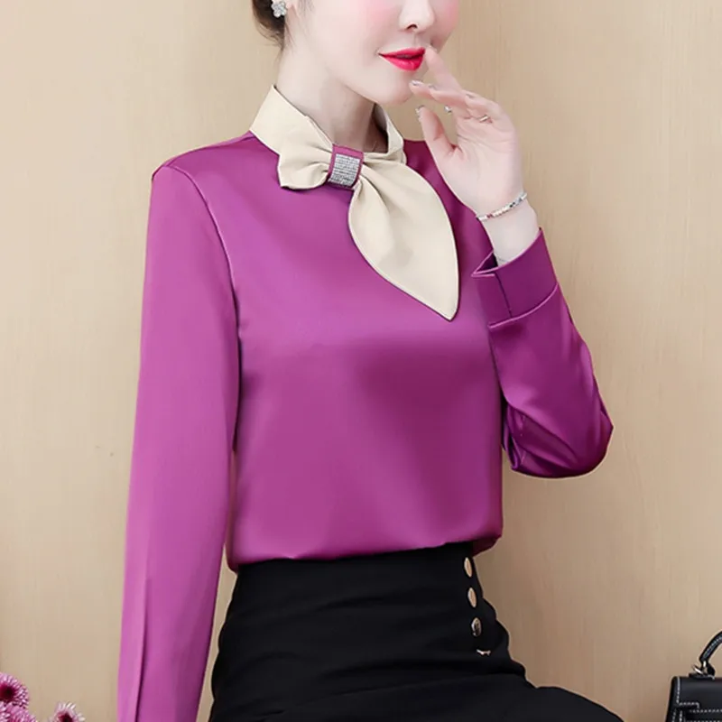 

2019 New Autumn Fashion Women Tops And Blouses Long Sleeve Bow O-Neck Elegant Chiffon Shirts Office Ladies Clothing Blusas