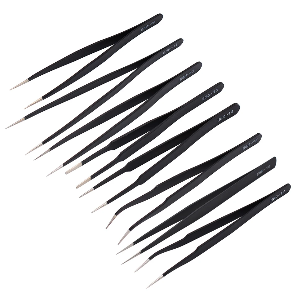 Черный Пинцет HRC40 в желпосылка вке Антистатическая рукоятка из нержавеющей стали