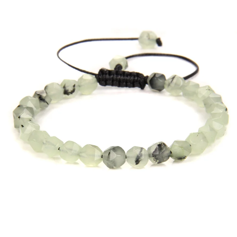 

6MM Faceted Beaded Bracelets For Women Men Braided Bracelet Natural Stone Adjustable Geometric Beads Reiki Quart Agates Jewelry