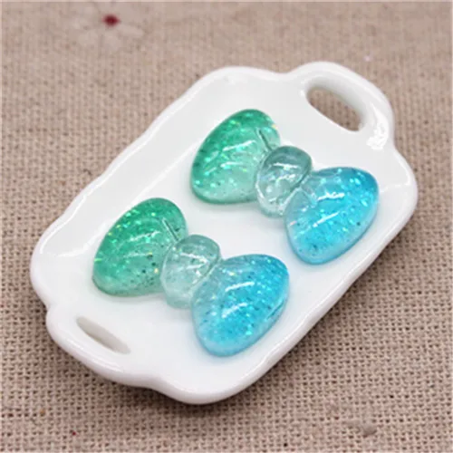 5bow 20pcs 20 шт новые смолы блеск градиент сердце/звезда/лук/корона/вишня/Seashell Кабошоны украшения Шарм основы для заколок для волос деко - Цвет: 5bow 20pcs