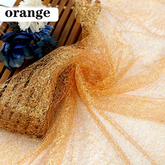 orange 1/2/5 м/лот блеск золотой нитью тюль ткань, Сетчатое платье с блестками для сцены вечерние свадебное платье юбки украшения DIY ткани - Цвет: orange