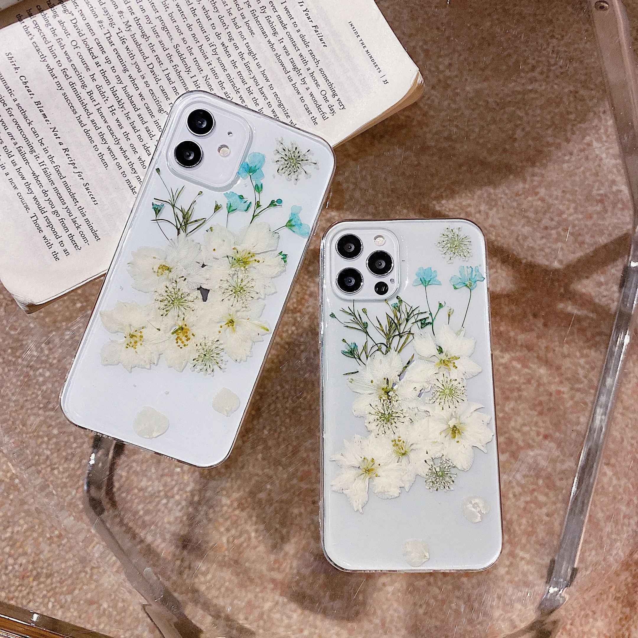

Simple Luxury White Flower Specimens Design Phone Cover for Iphone 11 12 13 Mini Pro Max 7 8p Xs Xr Women Phone Clear GEL Cases