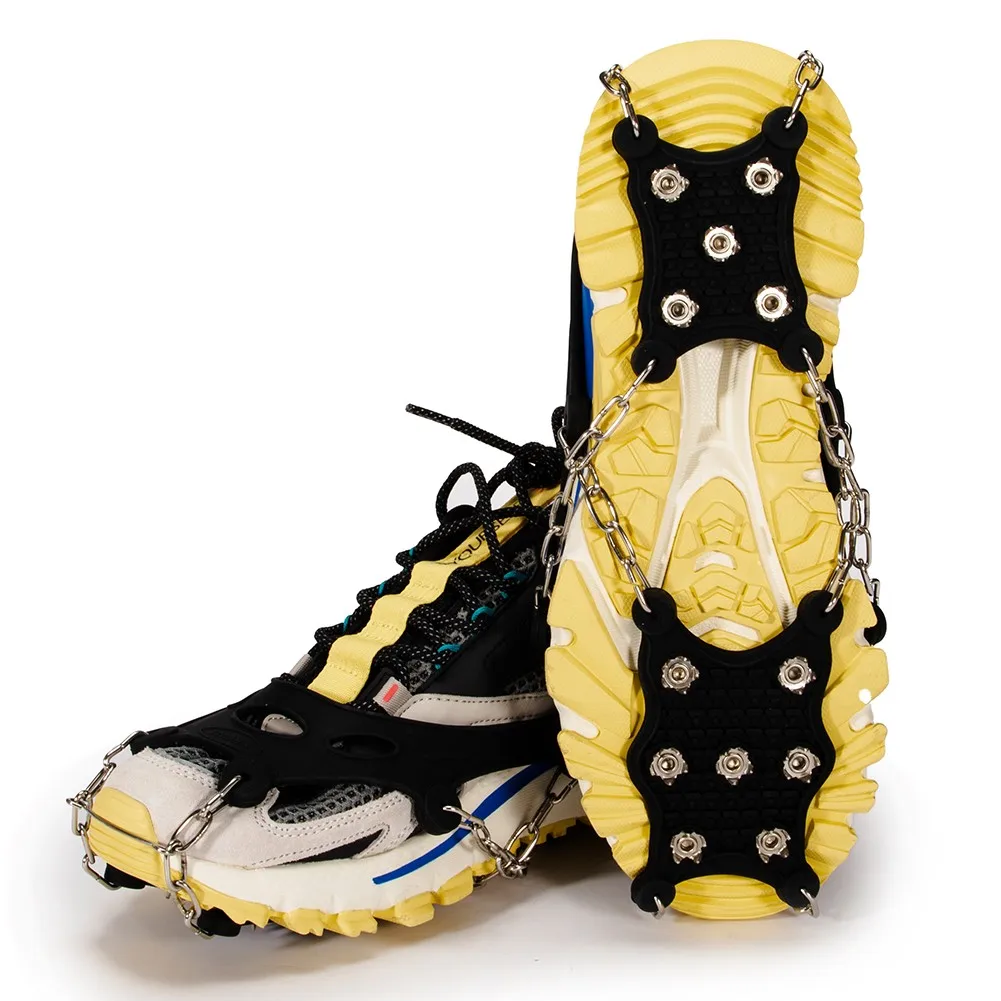 

1Pair 12 Studs Anti-Skid Snow Ice Claw Climbing Shoe Spikes Grips Cleats Crampon Cover Winter Hiking Shoe Boot Grips Chain Spike