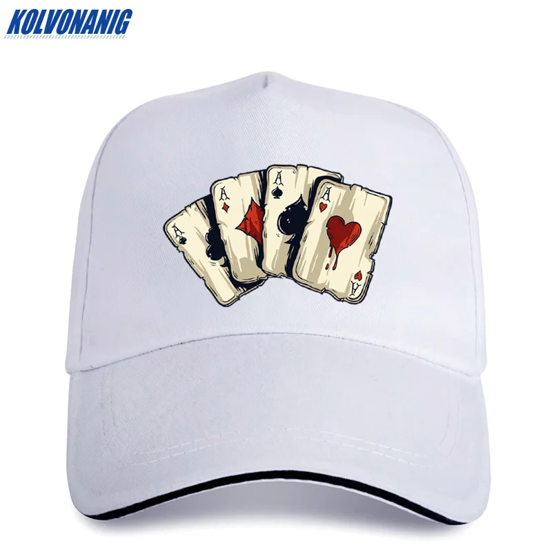 KOLVONANIG Летняя мода бренд Poker Spades интересный принт Мужская бейсболка s Повседневная Хип-хоп Хлопковая женская кепка дальнобойщика шляпа - Цвет: white
