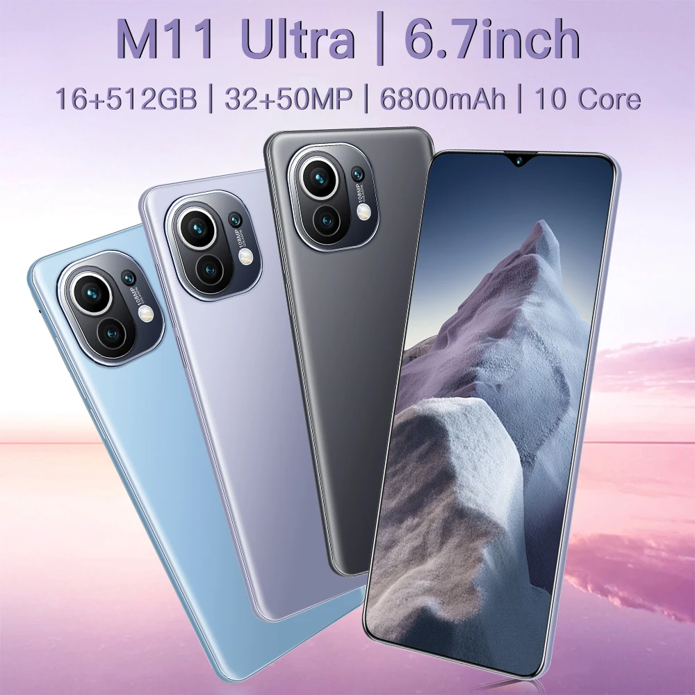 

Global Version M11 Ultra 6.7Inch Smartphones 16GB+512GB 6800mAh Dual SIM Dual Standby Support Face ID 4G 5G Android CellPhone