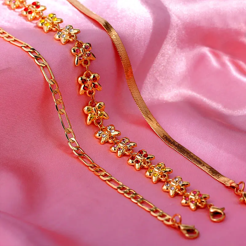 Плетеный браслет JJFOUCS 3 шт./компл. милый простой браслет-бабочка для женщин 5 видов