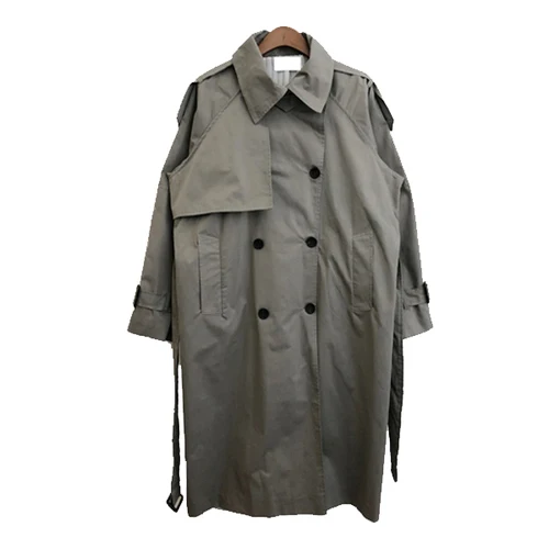 Autumn Winter Women Solid Trench Coat Oversize Long Sleeve Double Breasted Casual Loose Raincoat Outerwear windbreaker C87907LD