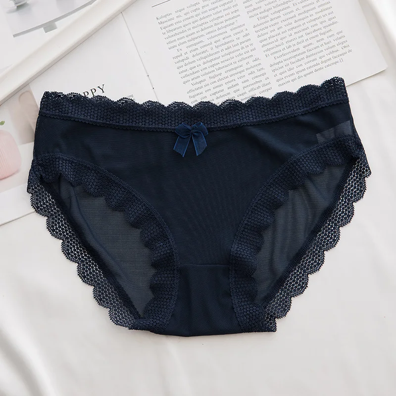 

Norns Lace sexy hollow briefs cotton crotch ultra-thin breathable peach hips low waist no trace underwear women