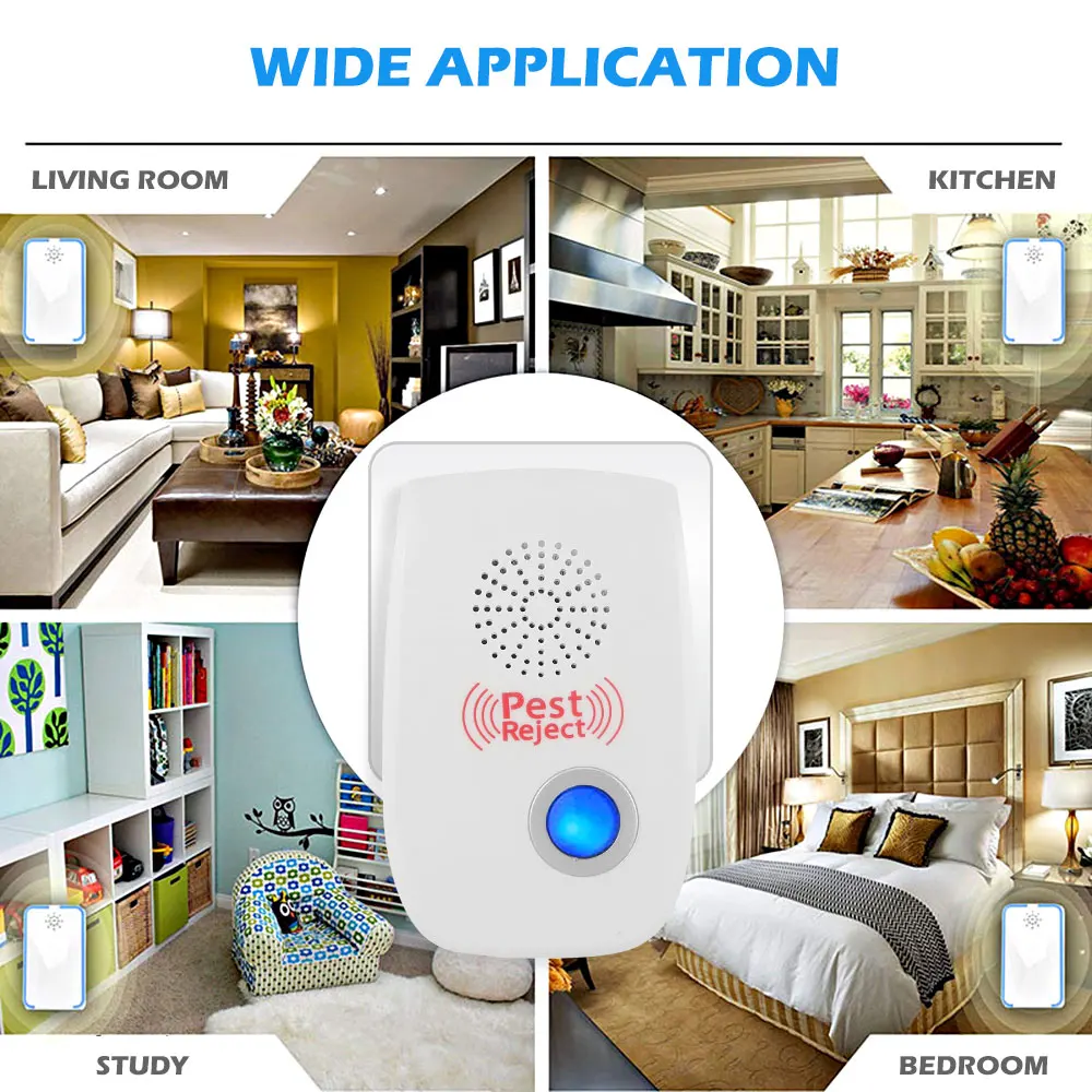 

4PCS Ultrasonic Pest Repeller Mouse Cockroach Repeller Device Insect Rats Spiders Mosquito Killer Pest Control Household Pest