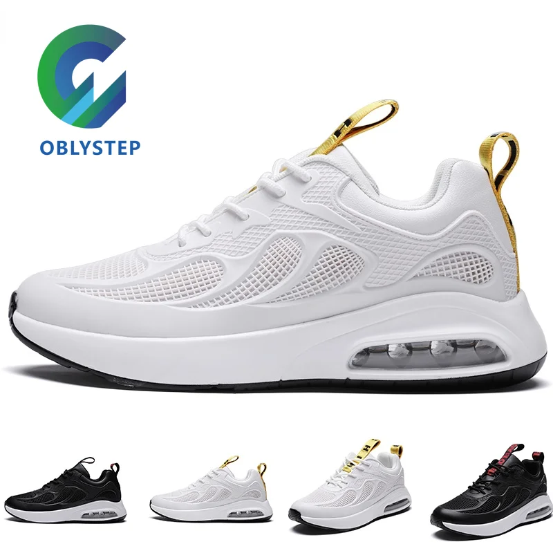 

OBSTESTEP New Breathable Mesh Air Cushion Sneakers Men's Comfortable and Lightweight White Running Shoes