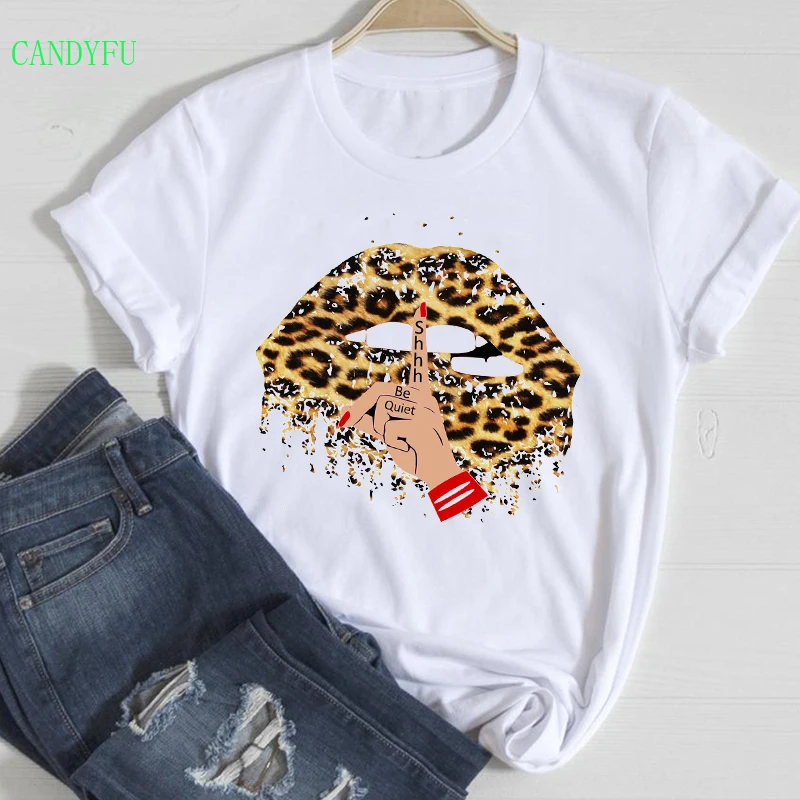 

90s Trend Summer Clothes Graphic Tshirt Top Lady Print Female Tee T-Shirt Women Lip Leopard T shirt Love Fashion Aesthetic Girl