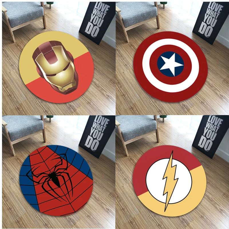 Круглый напольный коврик Marvel Человек паук Железный человек Капитан Америка