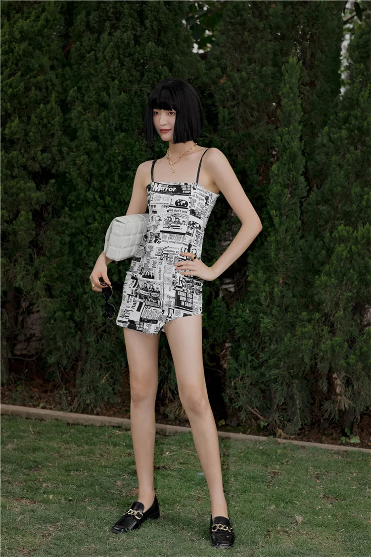 CHEERART уличная одежда платье для газеты летнее платье-комбинация на тонких