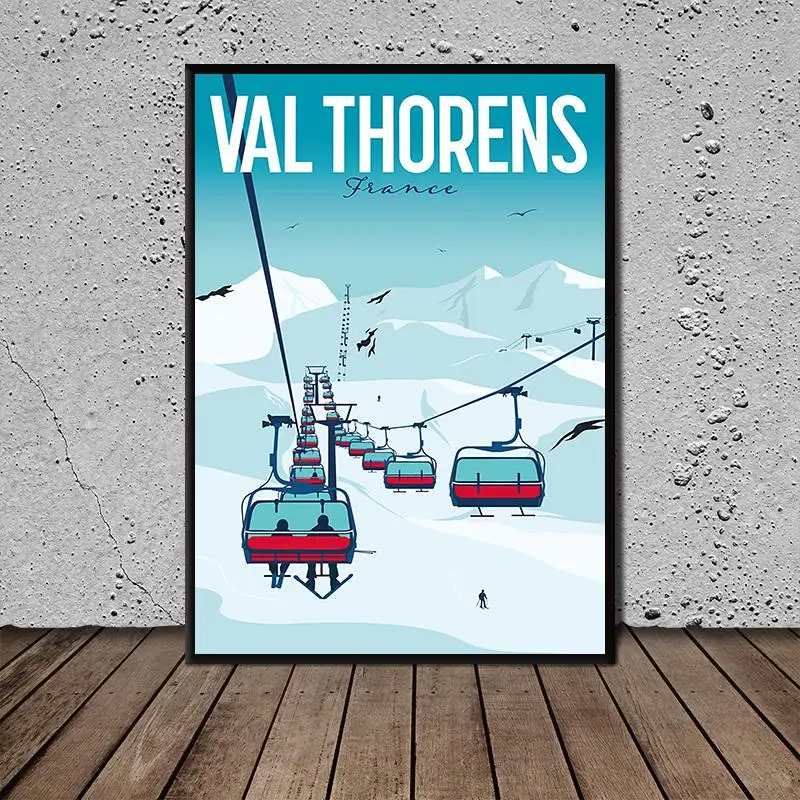 

Modern Art Poster Val Sorens Ski Poster Painting Printed on Canvas Home Decor Wall Art Pictures for Living Room