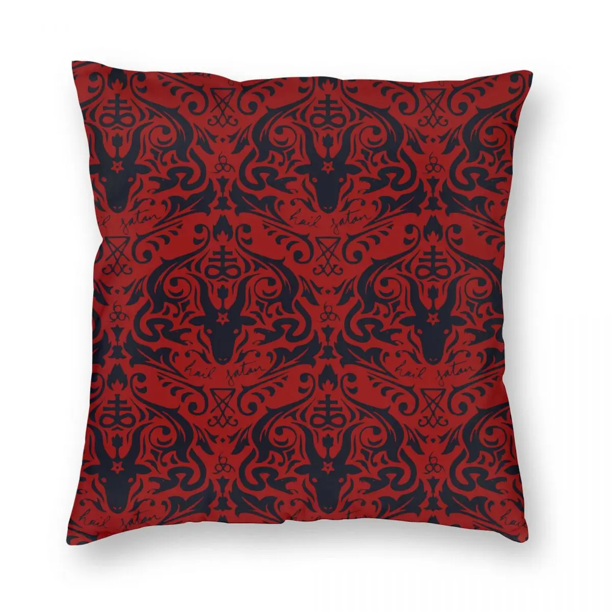 

Damask Hail Satan Pillowcase Printing Polyester Cushion Cover Gift Devil Goat Throw Pillow Case Cover Chair Square 18''