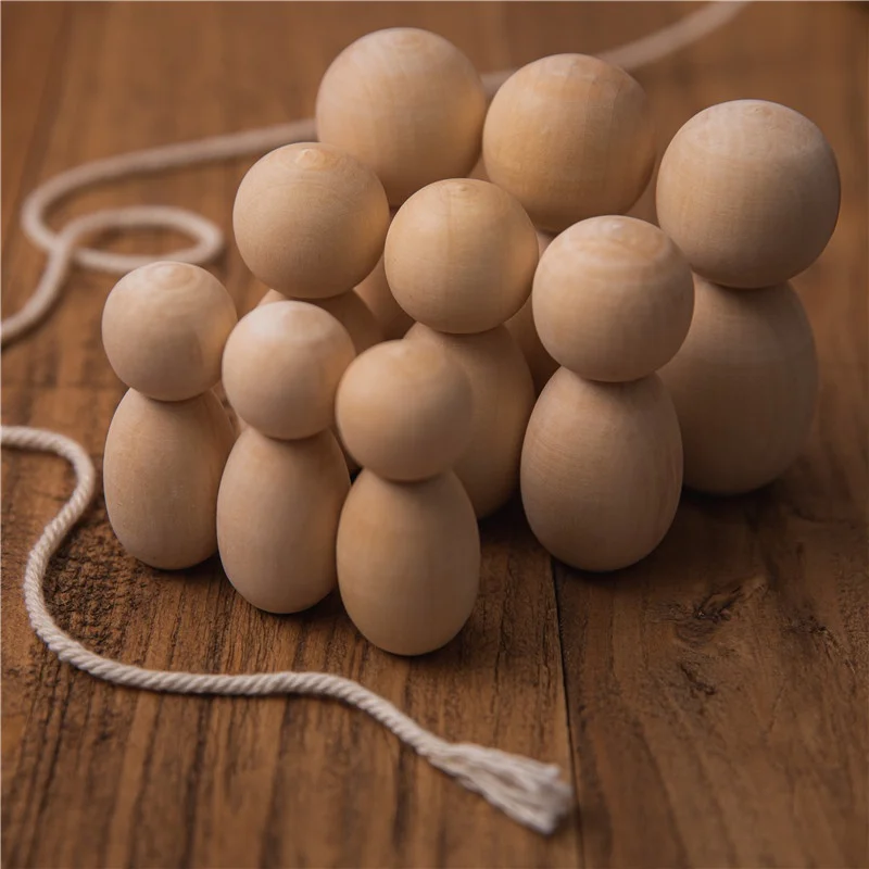 5pc 60/70/80mm Wood Doll Maple Unpainted Handmade Unfinished Decor Teething Toy DIY Wooden Blank Dolls Children Goods - купить по