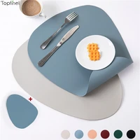 pu leather table mat placemats for table waterproof non slip table napkin coaster mat for dishes tableware kitchen accessories