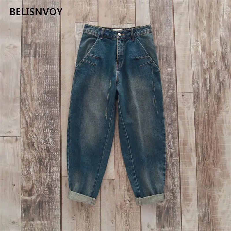 

2021 Autumn Winter 3XL Plus Size Jeans Women Harem Pants Casual Trousers Denim Pants Fashion Loose Vintage Harem Boyfriend Jeans