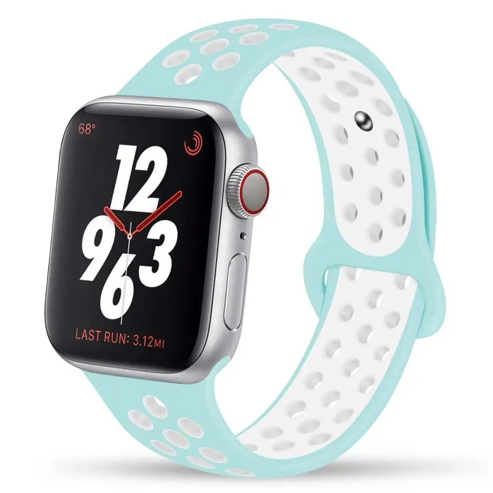 19 Ремешок для наручных часов Apple Watch 4 3/2/1 30 color38MM 40 мм Силиконовые из дышащего материала для наручных часов iWatch, сменный ремешок Спортивная петля серии 4 42 мм 44 мм - Цвет ремешка: 19