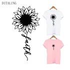 Термонаклейки для одежды с изображением подсолнуха, веры, цветов