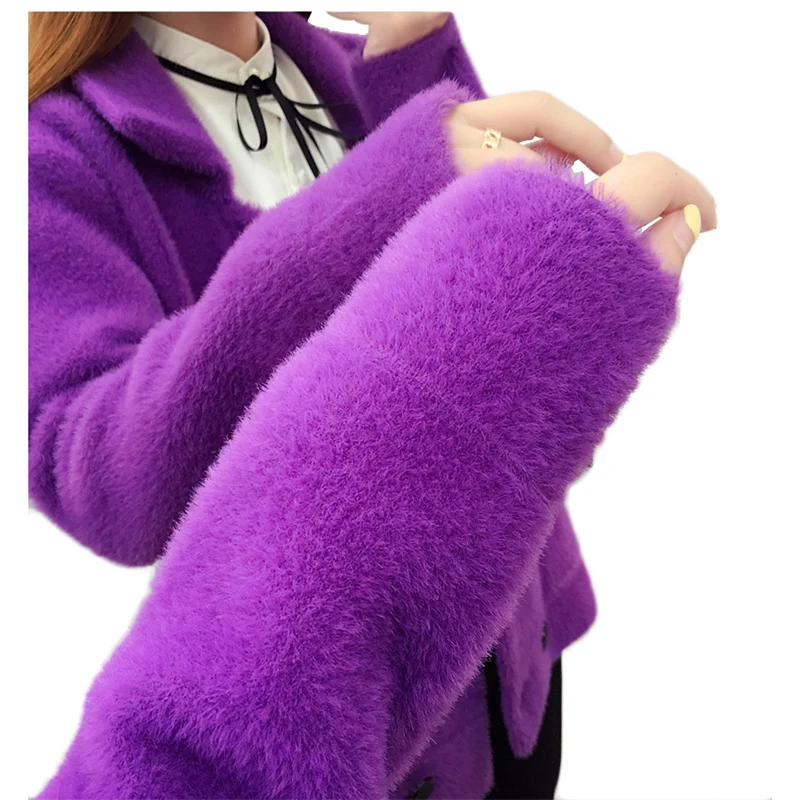 Top Selling Product Youth Clothing Shaggy Coat Elegant Women Blazer Short Fur Outerwear Autumn/Winter Imitation Mink Jacket 409