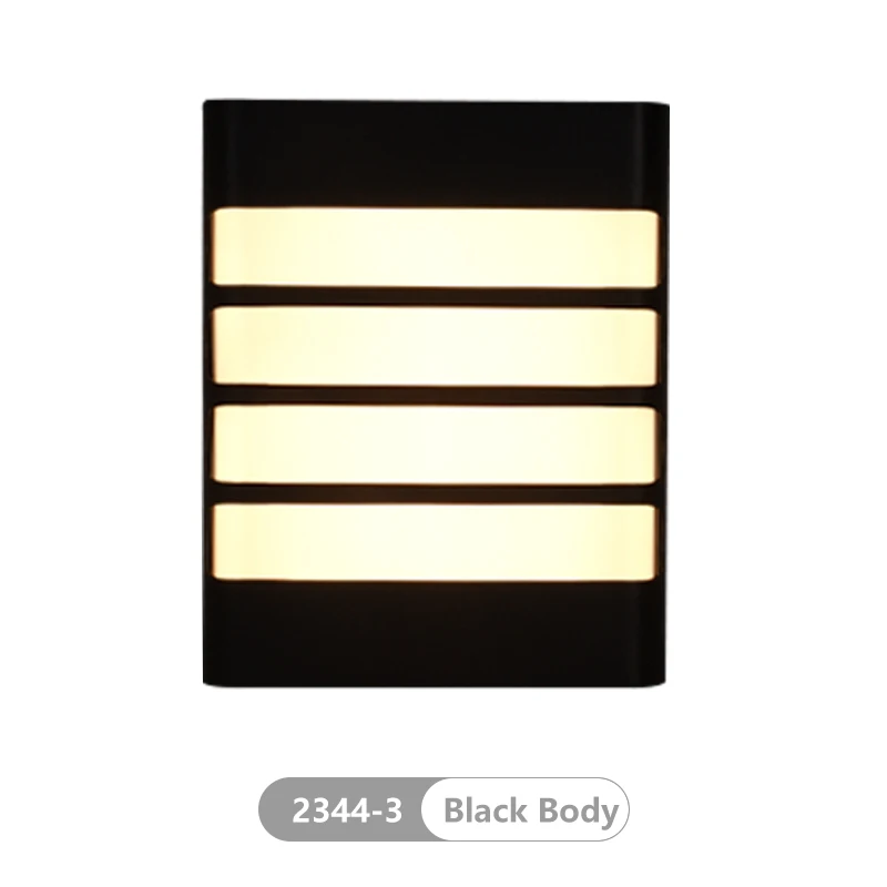 K-2344-3 Black Body Крытый открытый светодиодный настенный светильник ing 18 Вт пластиковый водонепроницаемый крыльцо светодиодный настенный светильник садовый светильник прикроватный светильник для ванной комнаты - Испускаемый цвет: K-2344-3 Black Body