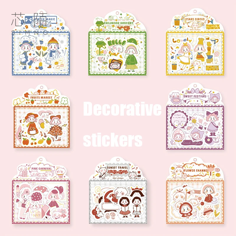 

XINAHER 50 Pcs/bag kawaii girls Journal paper sticker DIY decoration sticker for album scrapbooking label sticker