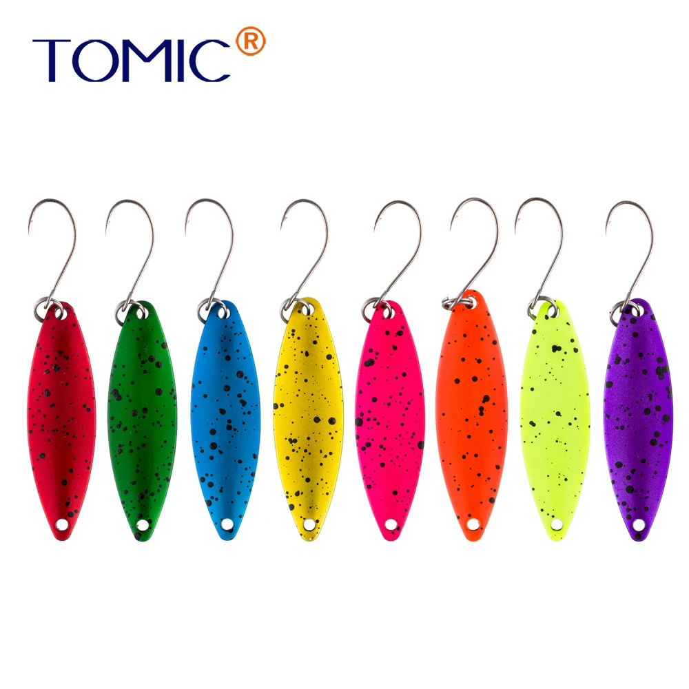 

JERRY 6pcs/8pcs UV Colors Micro Metal Brass Single Hook Willow Ultralight Stream Trout Fishing Spinner Lure Spoons