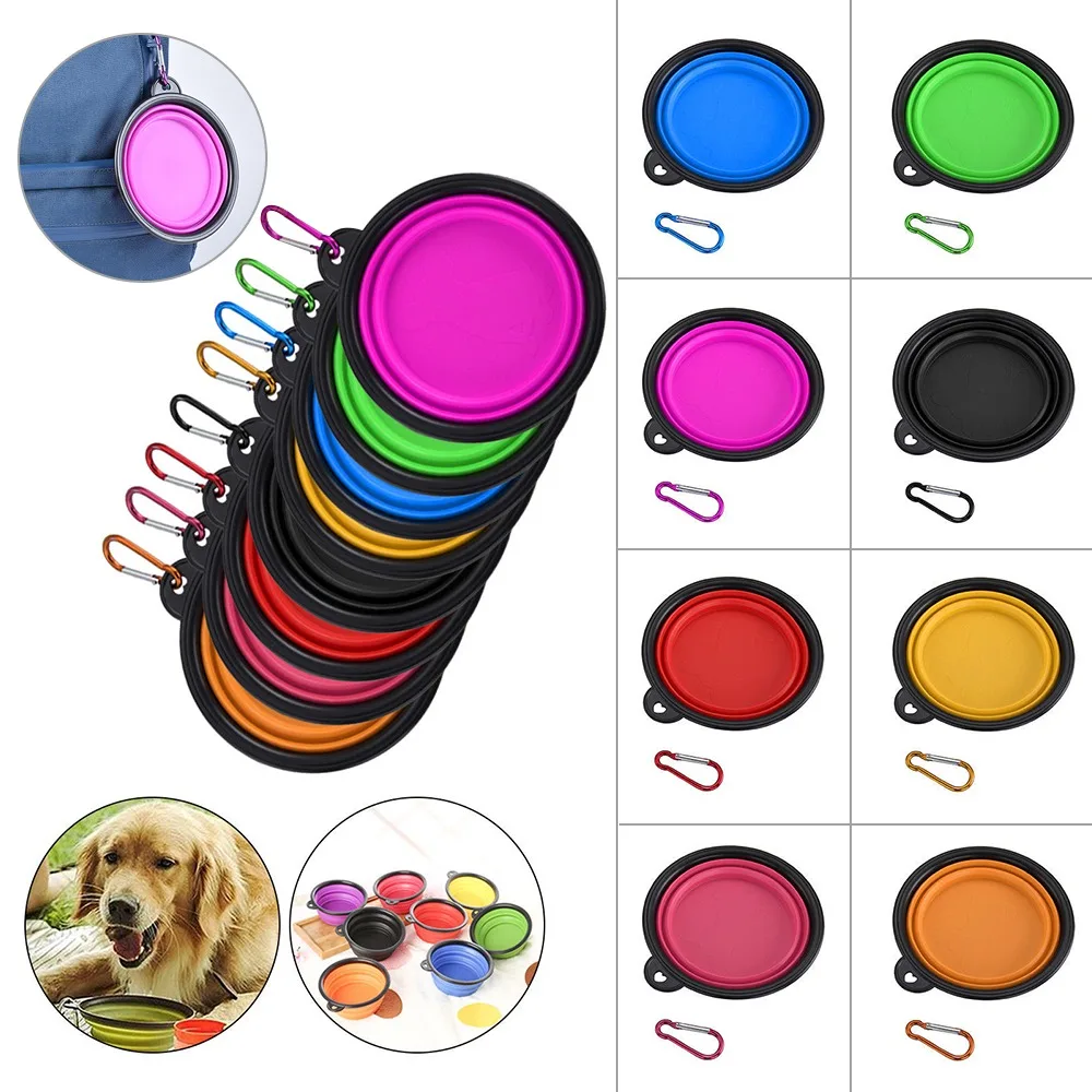 

350ml Folding Silicone Dog Bowl Large Pet Collapsible Food Container Outdoor Travel Pet Feeding Bowl Portable Dish Bowls