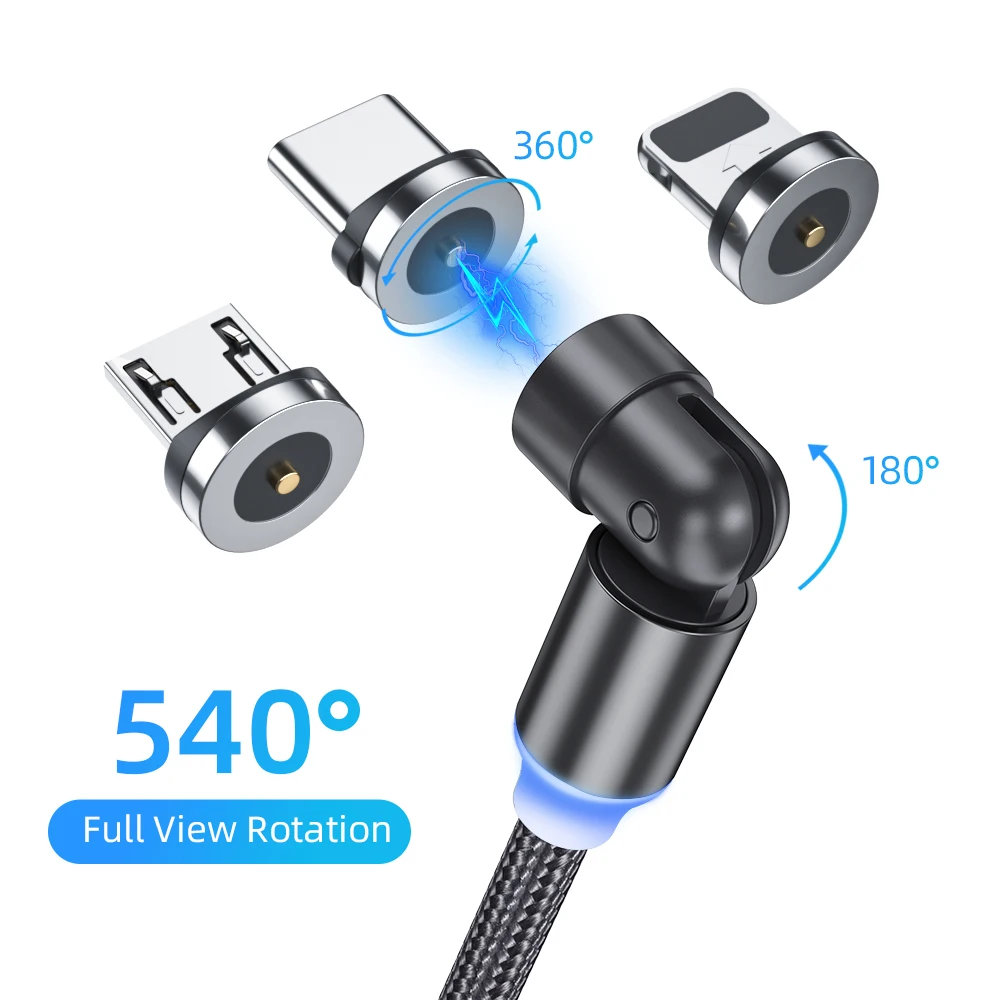 

Вращающийся на 540 градусов Магнитный кабель типа C, магнитное зарядное устройство для быстрой зарядки, магнитный кабель для iPhone, Xiaomi, Магнитн...
