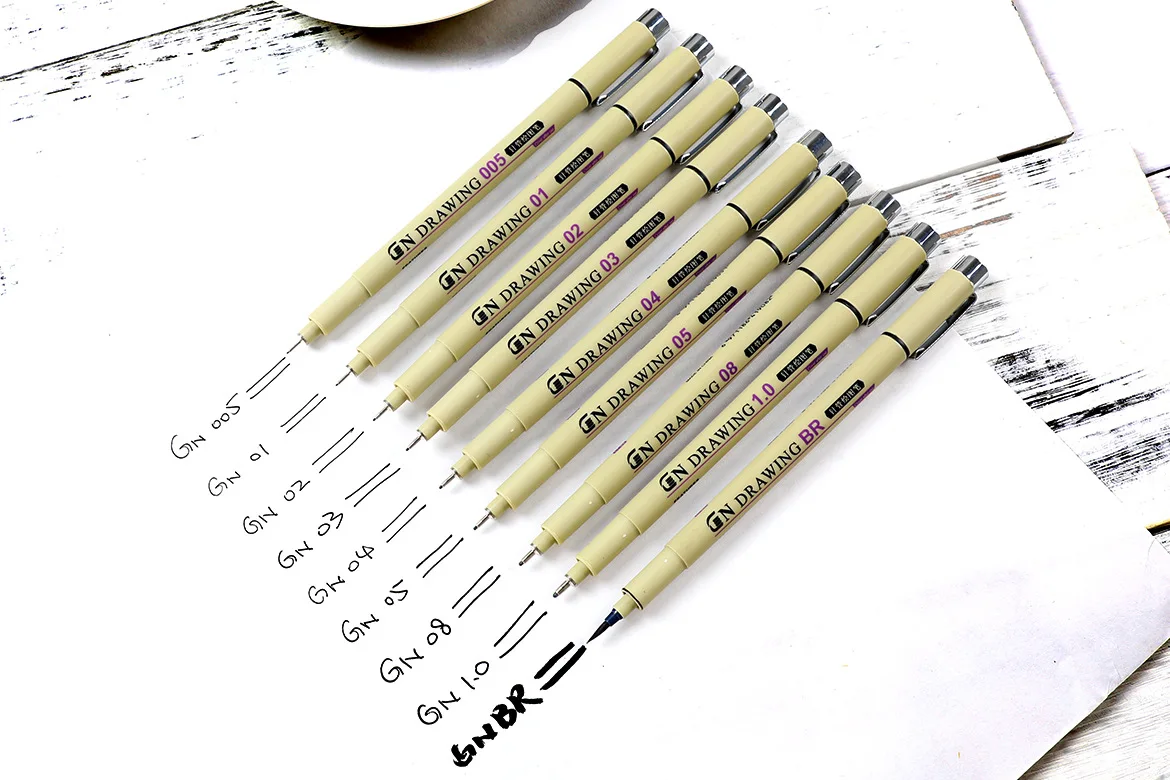 Маркеры Pigma Микрон ручка игла мягкая кисть для рисования водостойкая 005 01 02 03 04 05 08