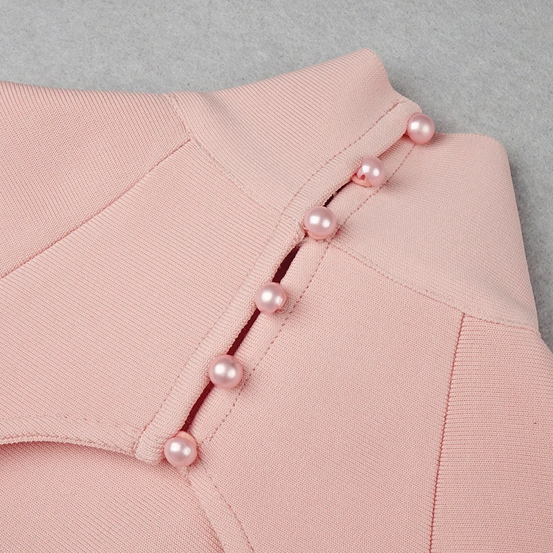 

Winter New Classic Women's Long-sleeved Hollow Pearl Buttons Sexy Backless Mid-length Bandage Dress 2020 New
