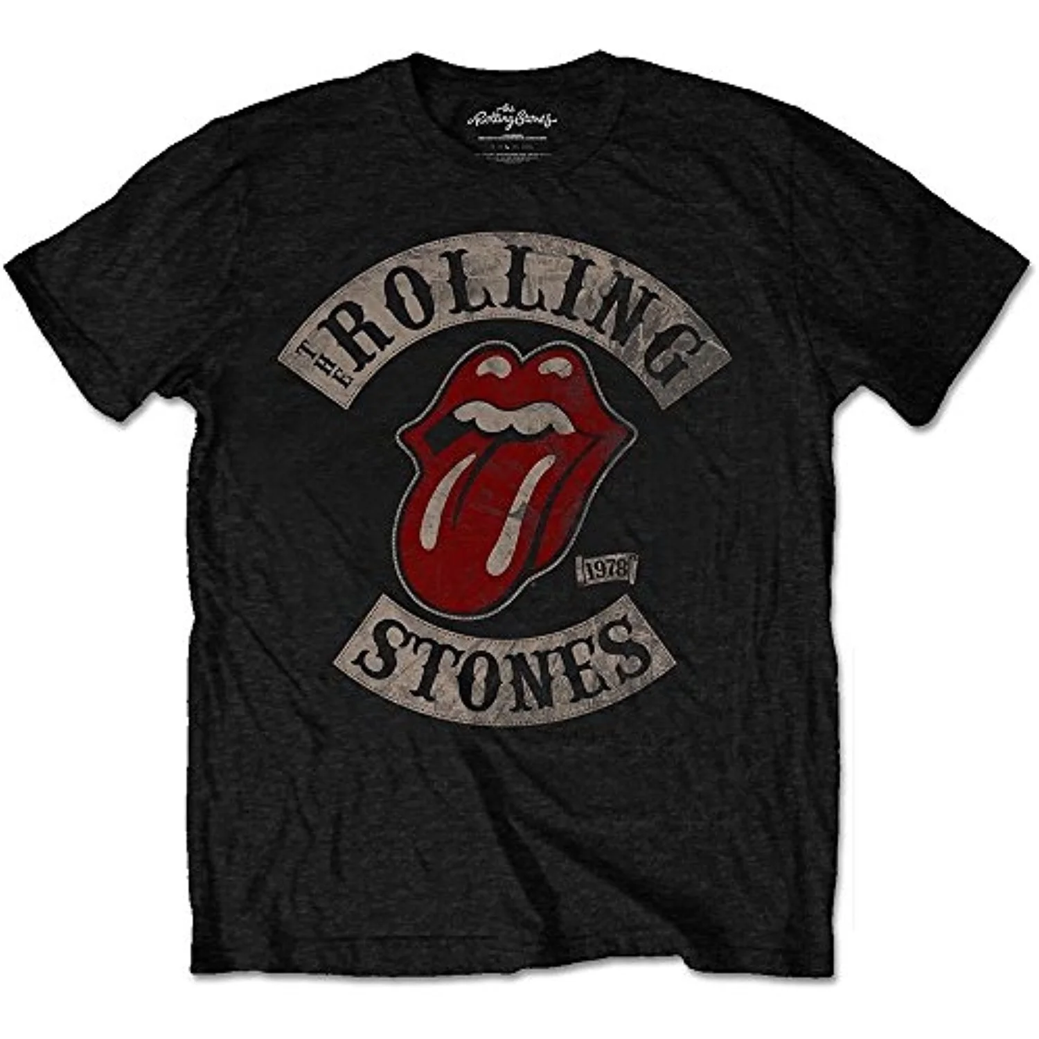 

Summer New Rolling Stones-Men's Short Sleeve T-shirt, Black Shirt, Big Metal Rock, 1978 Tour