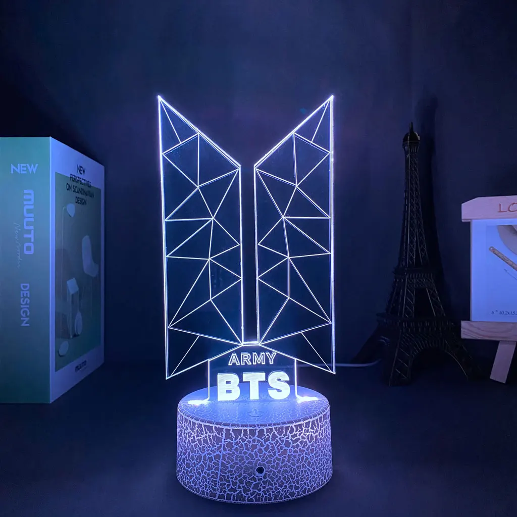 

Night Light Bangtan Boys Groups KPOP Star LOGO TOP Group A.R.M.Y 3D Lamp For Fans Gifts Kids Bedroom
