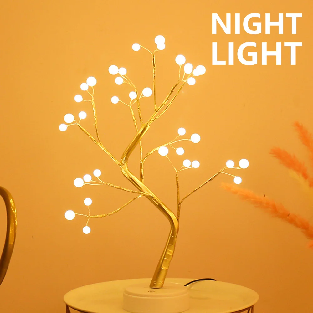 

Tabletop Tree Light with 36 Pearls LED DIY Artificial Tree Fairy Light Desk Lamp Home Decor Christmas Sparkly Tree Light Decor