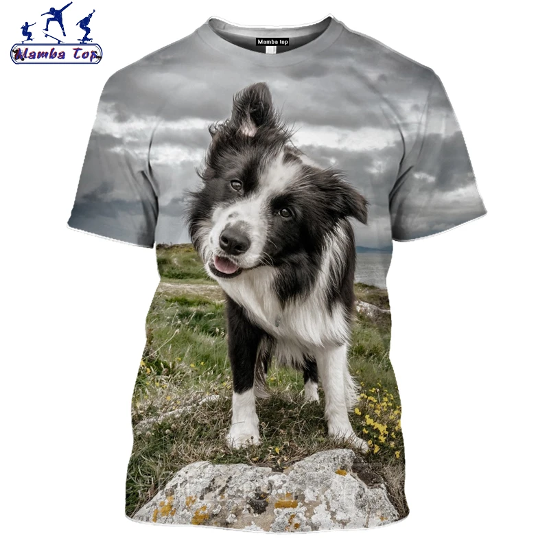 

Mamba Top Border Collie Dog T Shirt Women 3D Clever Animal Men Tshirt O Neck Cute Tongue Out Funny Pet Tees Short Sleeve Clothes