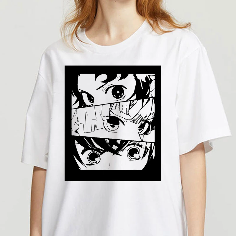 

Women T-Shirt Japanese Cartoon Print Graphic Tees Cute Short Sleeve O-Neck Fashion Anime T Shirt Casual White Tops Tee Tshirts