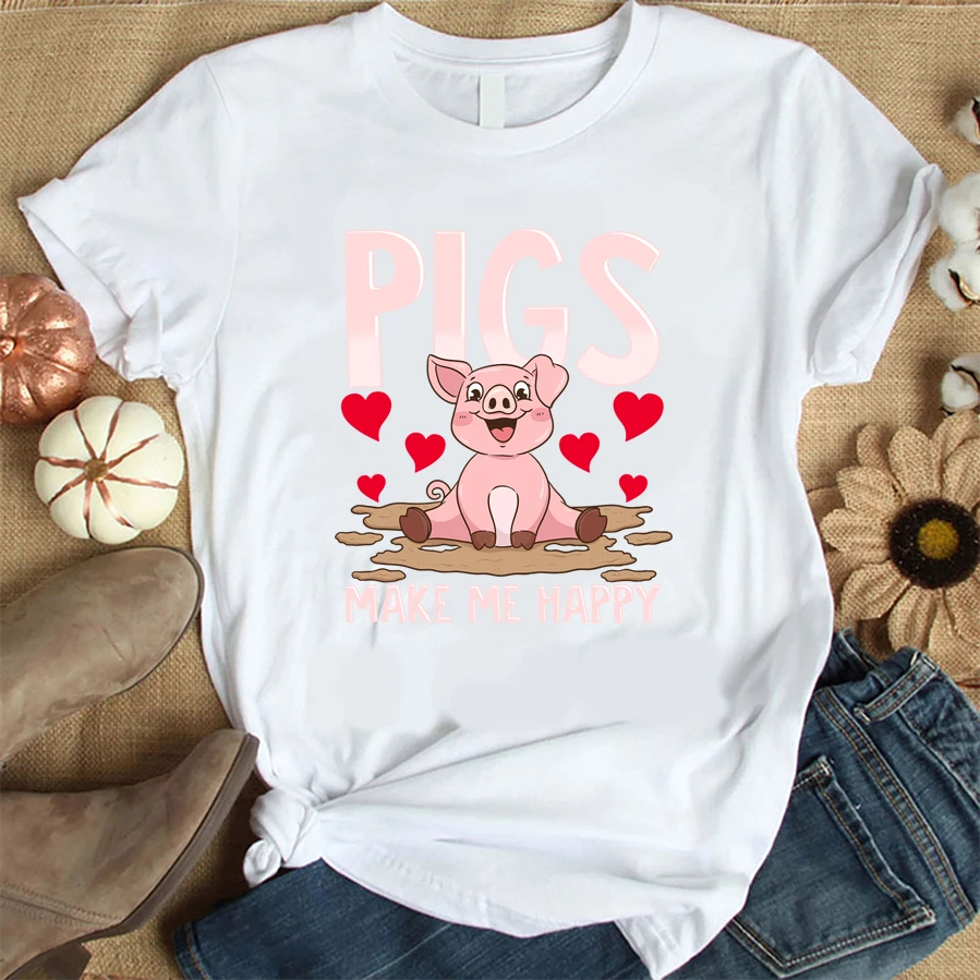 

I Just Freaking Love Pigs T Shirt Women Harajuku Short Sleeve T-shirt Korean Style Tshirt Fashion Top Tees